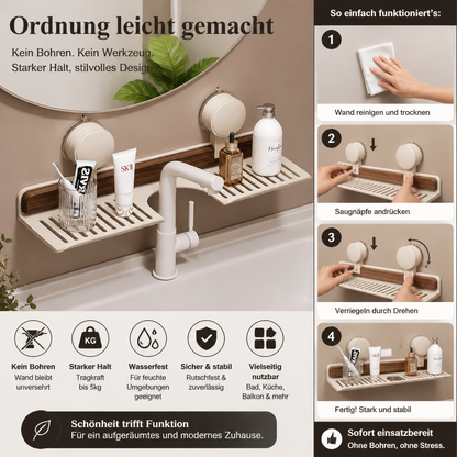 Moderne Waschbecken-Ablage mit Saugnapf – Bohrfreies Regal für ein schönes Zuhause