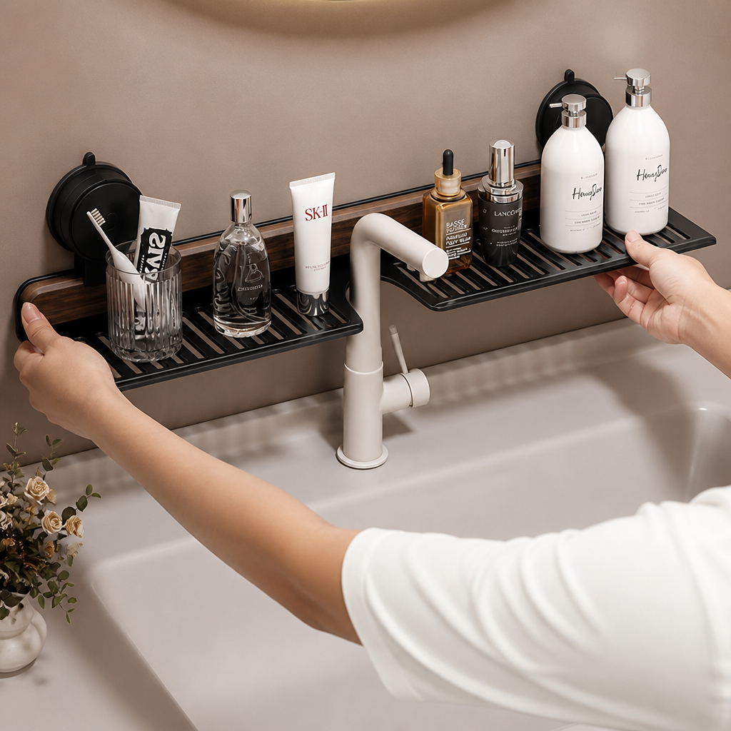 Moderne Waschbecken-Ablage mit Saugnapf – Bohrfreies Regal für ein schönes Zuhause