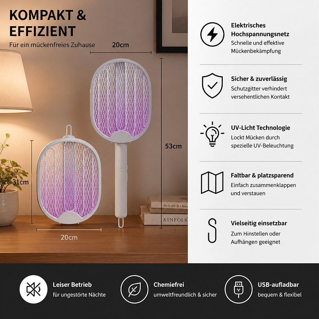 Faltbarer elektrischer Mückenvernichter mit UV-Licht