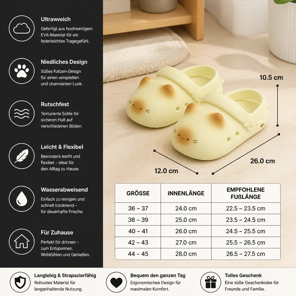 KittyCloud Comfort Clogs – ultraweiche Katzen-Hausschuhe