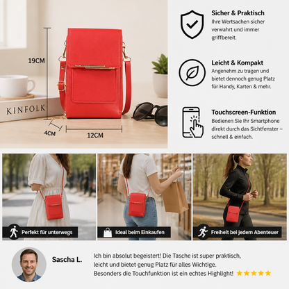 Touchscreen-Umhängetasche für das Handy – Kompaktes Etui für Handy, Schlüssel und das Nötigste