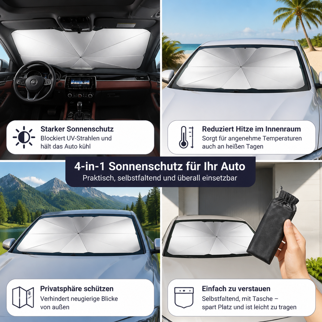 Zusammenklappbarer Sonnenschutzschirm für die Windschutzscheibe
