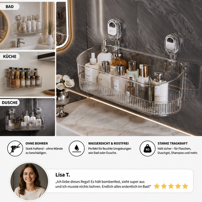 Selbstklebendes Saugnapf-Regal für Dusche und Badezimmer – ohne Bohren
