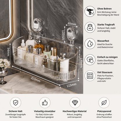 Selbstklebendes Saugnapf-Regal für Dusche und Badezimmer – ohne Bohren