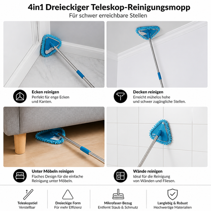 Dreieckiger Teleskop Reinigungsmopp für Schwer Erreichbare Stellen