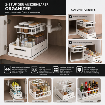 2-stufiger ausziehbarer Organizer für den Unterschrank