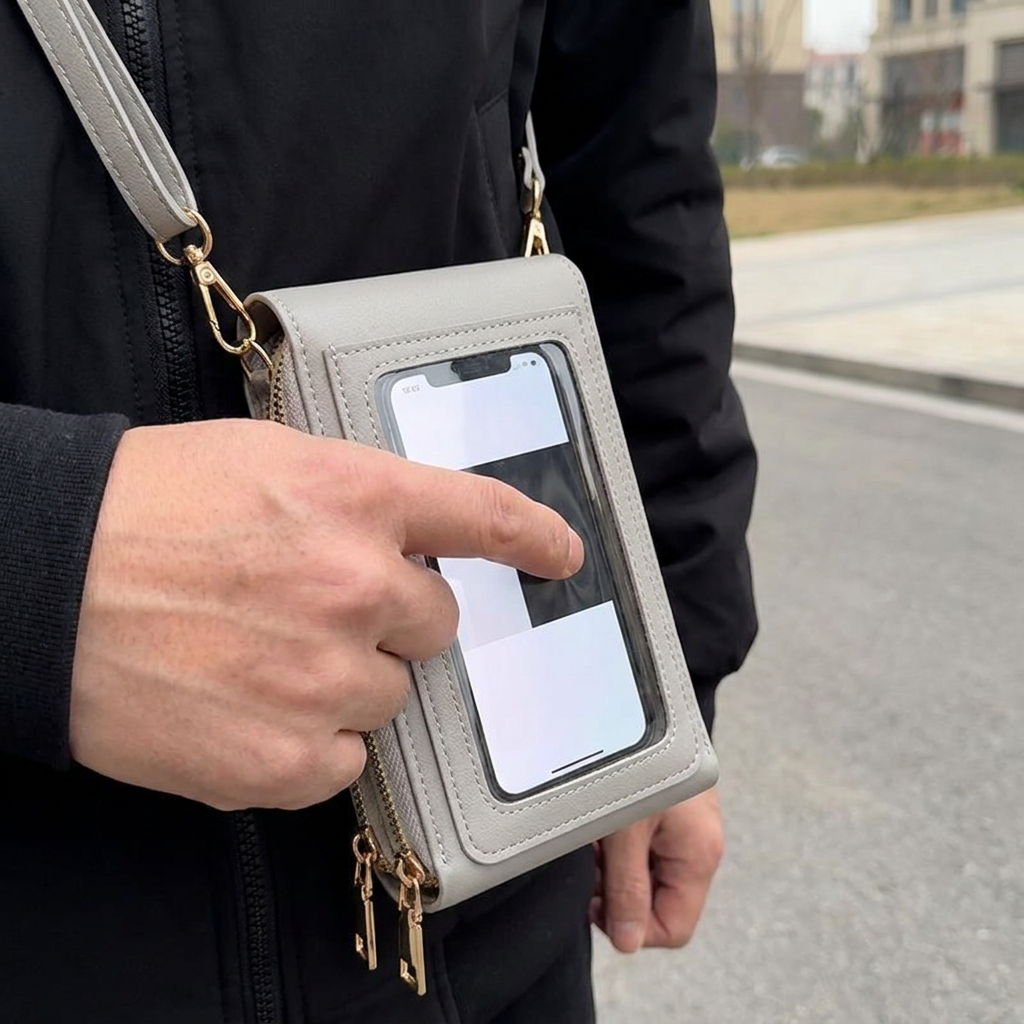 Touchscreen-Umhängetasche für das Handy – Kompaktes Etui für Handy, Schlüssel und das Nötigste