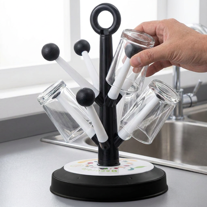 Vielseitiger Becher-Abtropfständer mit kreativem Baumdesign für die Küche