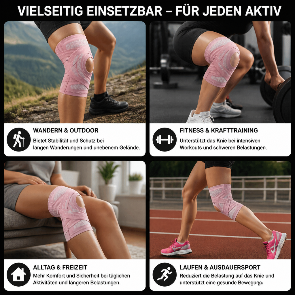 Verstellbare Kompressions-Kniebandage mit Kreuzgurten für Sport & Gelenkunterstützung