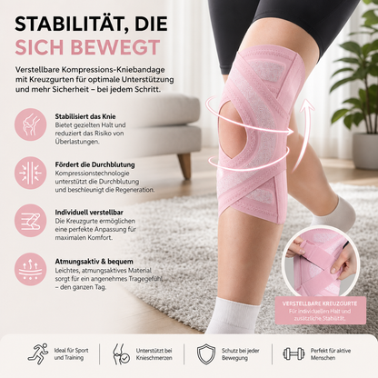 Verstellbare Kompressions-Kniebandage mit Kreuzgurten für Sport & Gelenkunterstützung