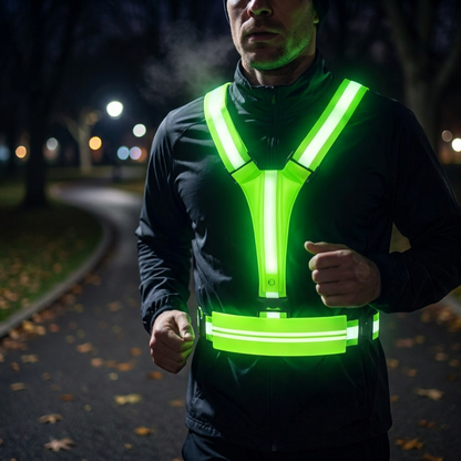 Reflektierende LED-Laufweste mit wasserdichter Handytasche