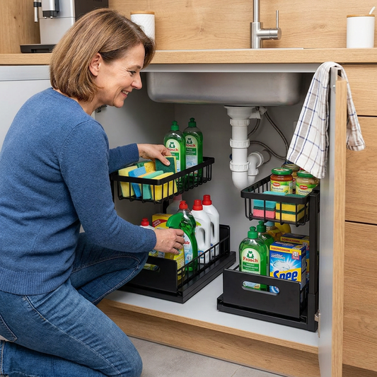 2-stufiger ausziehbarer Organizer für den Unterschrank