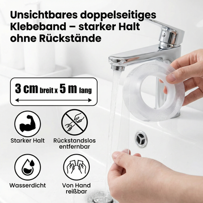 Unsichtbares doppelseitiges Klebeband – starker Halt ohne Rückstände