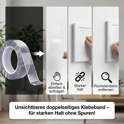 Unsichtbares doppelseitiges Klebeband – starker Halt ohne Rückstände