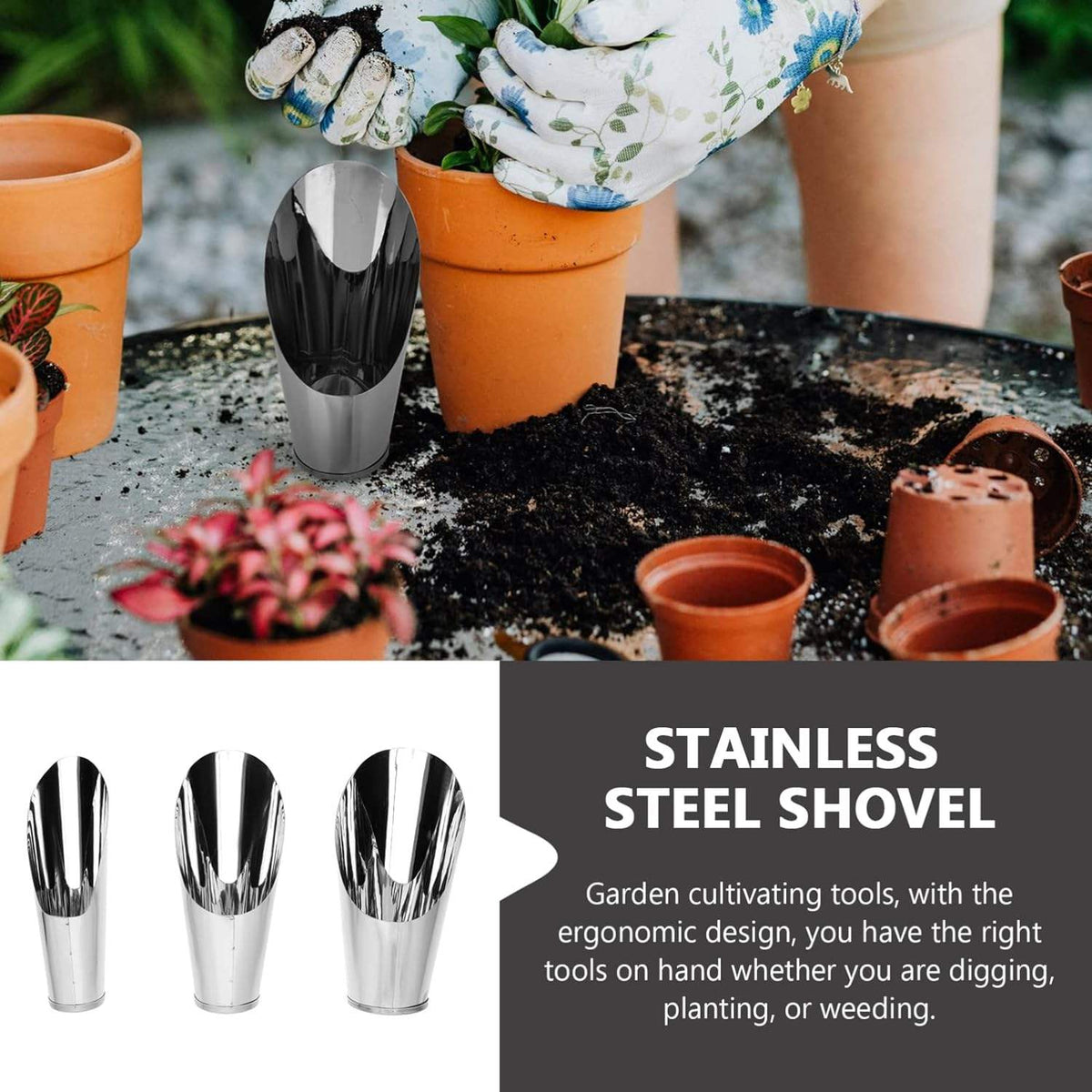 Edelstahl Schaufel für Blumenerde – Robuste Pflanzschaufel für Garten und Balkon