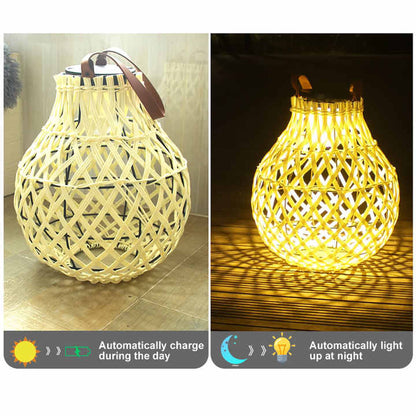 Solar LED Rattan-Laterne – Große Außenbeleuchtung im Oval-Design für Garten und Terrasse