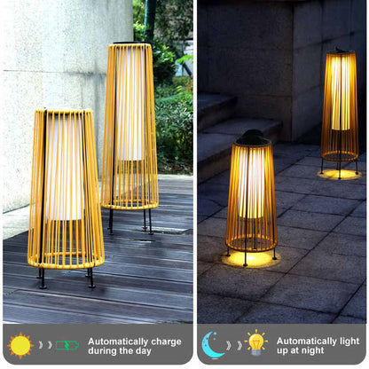Solar LED Rattan-Laterne – Große Außenbeleuchtung im Oval-Design für Garten und Terrasse