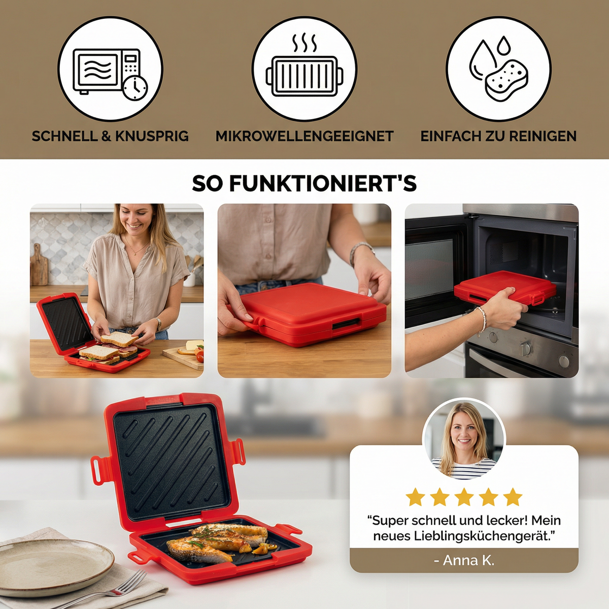 Silikon-Sandwichmaker für die Mikrowelle – Schnell & Knusprig
