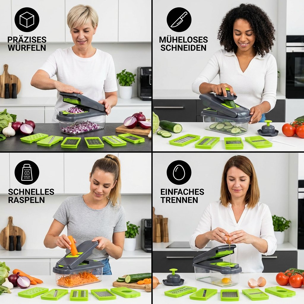 15-in-1 Obst- & Gemüseschneider - schneiden, würfeln & raspeln
