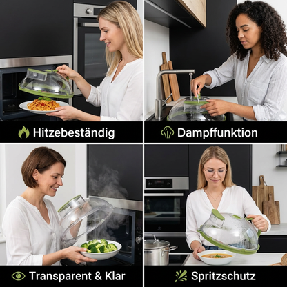 Mikrowellen Spritzschutzabdeckung – Hitzebeständig, Transparent und mit Dampffunktion