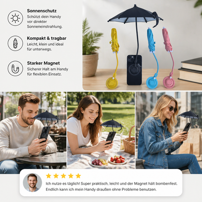 Magnetischer Mini-Handy-Sonnenschirm – ausziehbarer Halter für flexiblen Sonnenschutz unterwegs