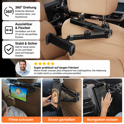 Um 360° drehbarer Tablet-Halter für die Kopfstütze im Auto – Halterung für Tablets auf dem Rücksitz
