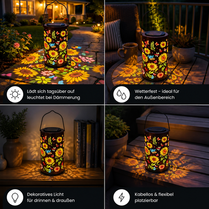Solar-Sonnenblumenlaterne – Wasserdichte Gartenleuchte für den Außenbereich