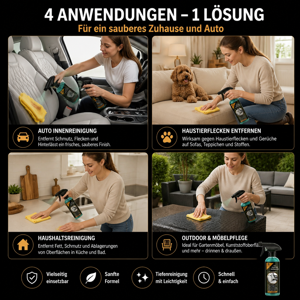 Mehrzweck-Autoreinigungsspray – Kraftvoller Fleckenentferner und ultimative Lösung für die gründliche Reinigung hartnäckiger Verschmutzungen