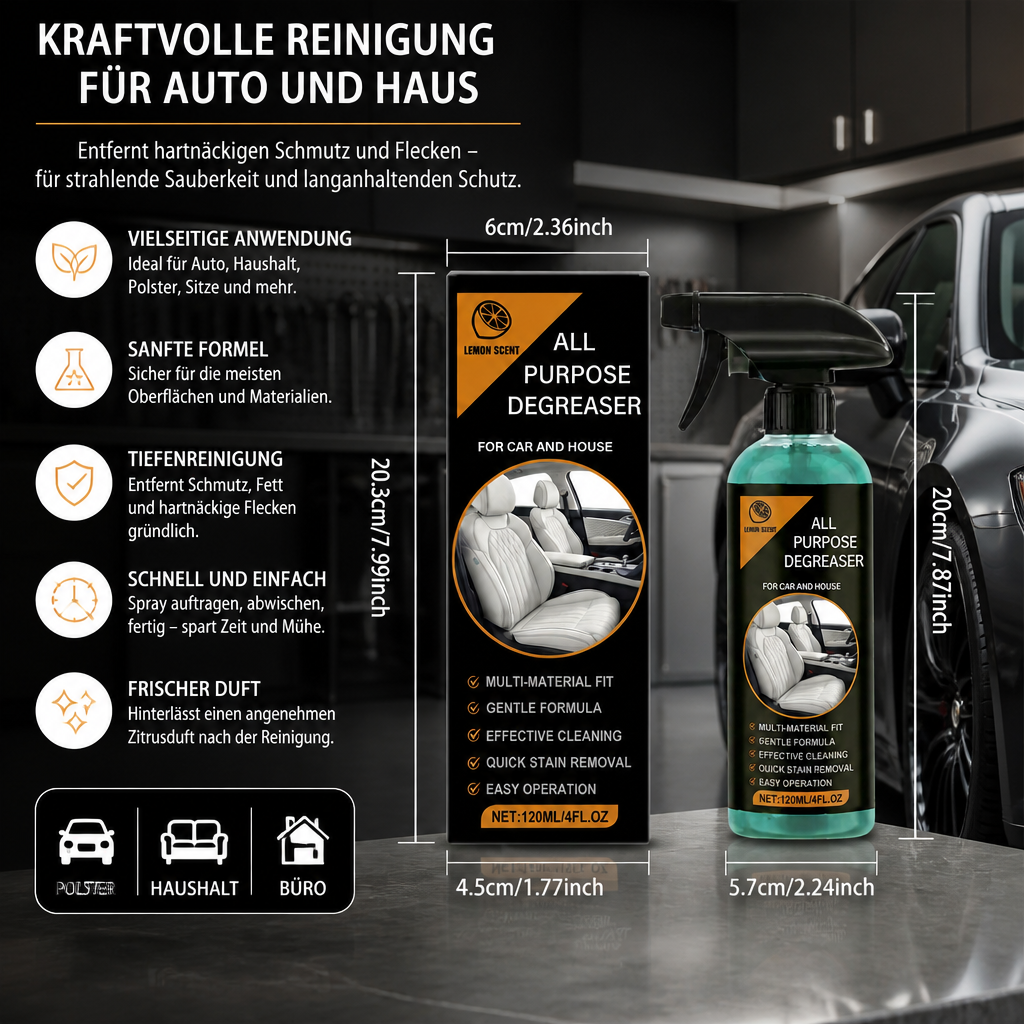 Mehrzweck-Autoreinigungsspray – Kraftvoller Fleckenentferner und ultimative Lösung für die gründliche Reinigung hartnäckiger Verschmutzungen