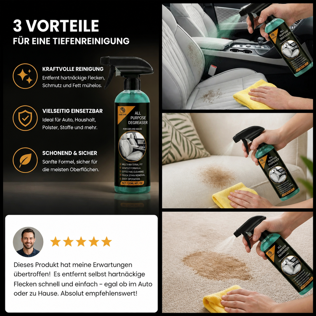 Mehrzweck-Autoreinigungsspray – Kraftvoller Fleckenentferner und ultimative Lösung für die gründliche Reinigung hartnäckiger Verschmutzungen