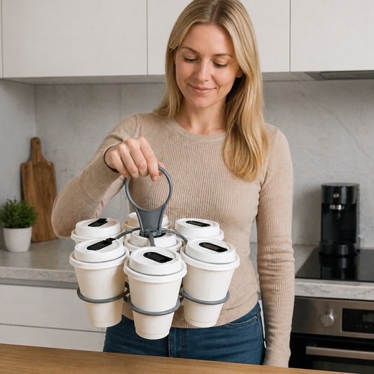 Faltbarer, drehbarer Getränkehalter – mit 6 Plätzen für Gläser & Tassen, ideal für unterwegs