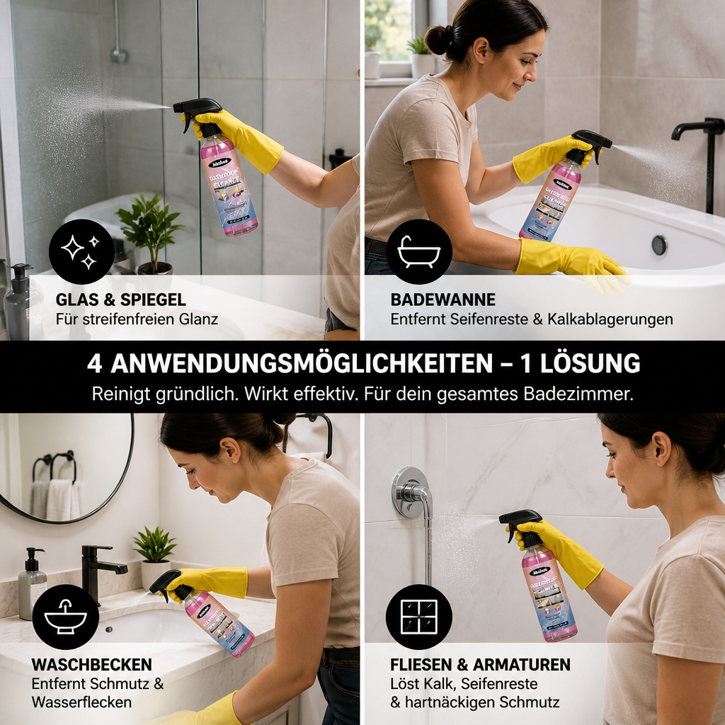 Badreiniger – Multi-Oberflächen Fleckenentferner für Badewannen, Waschbecken & Glas