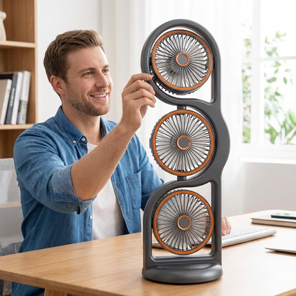 Tragbarer Ventilator mit drei Lüftern