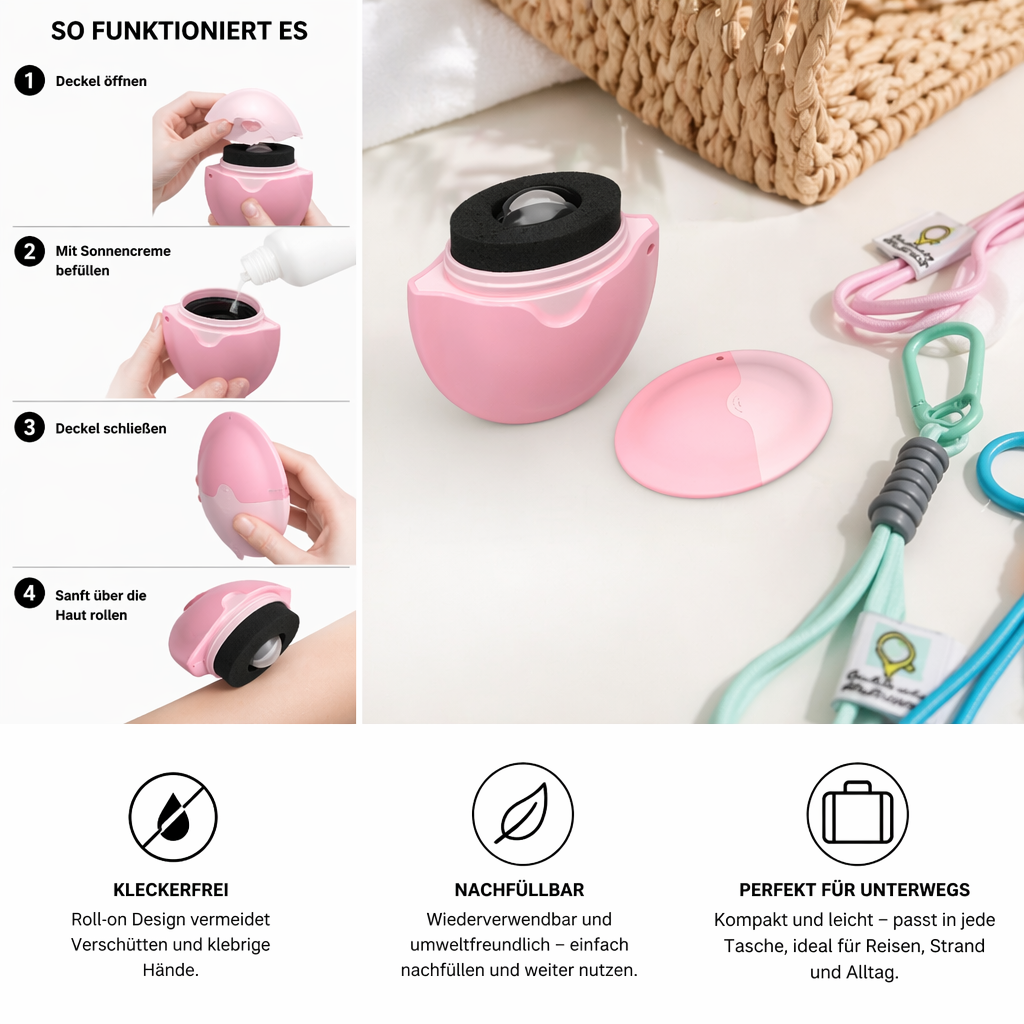 Nachfüllbarer Sonnencreme Roller – Kleckerfreier Lotion Spender