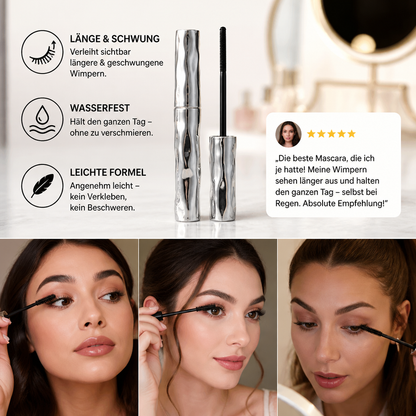 Wasserfeste Mascara für Schwung und Länge – langanhaltende, wischfeste Formel