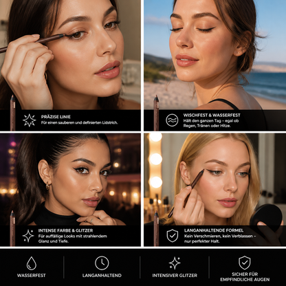Wasserfester Glitzer-Gel-Eyeliner – langanhaltende, wischfeste Farbe