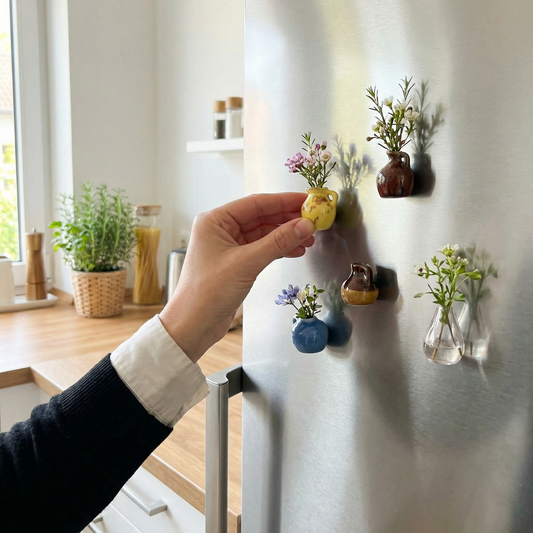 Mini Keramikvasen mit Magnet – Stilvolle Deko für Kühlschrank und Zuhause