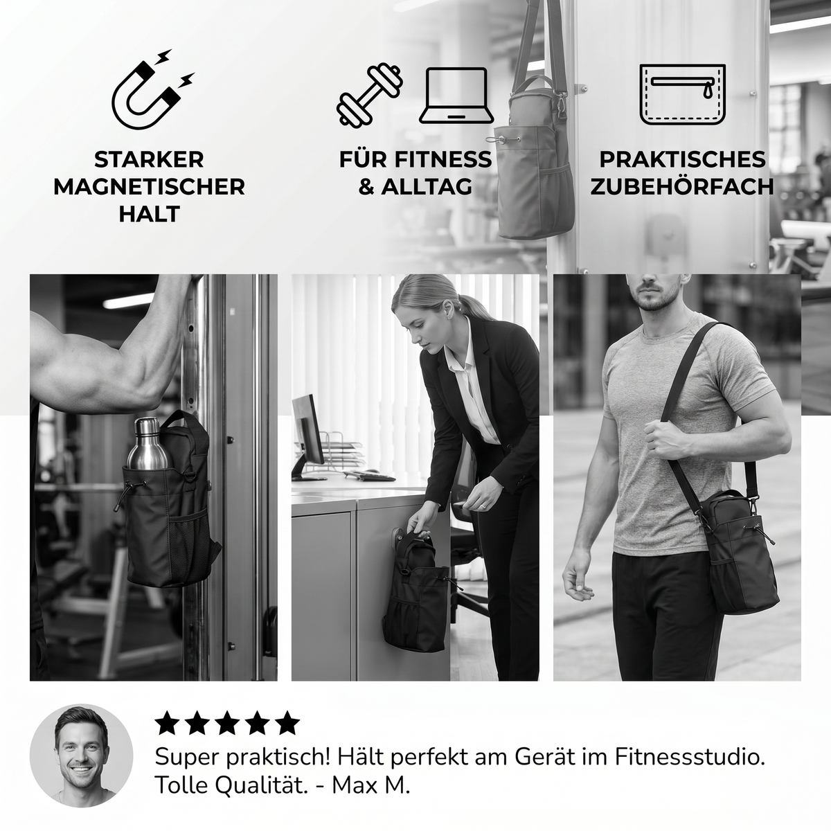 Magnetische Trinkflaschenhalter-Tasche mit starkem Halt für Fitness und Alltag