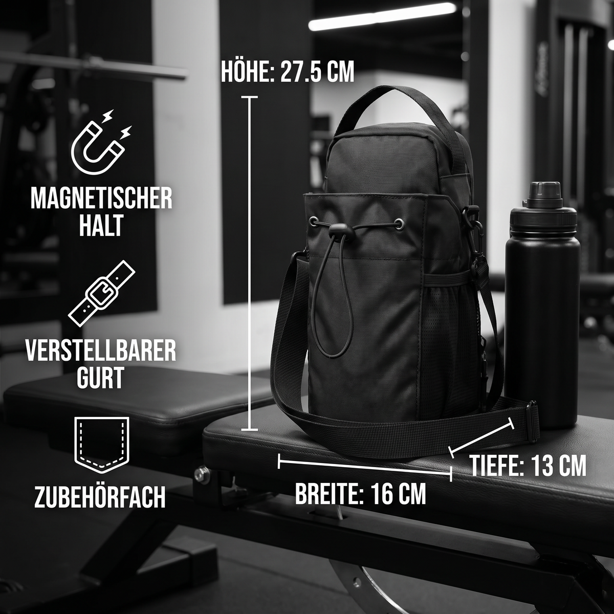 Magnetische Trinkflaschenhalter-Tasche mit starkem Halt für Fitness und Alltag