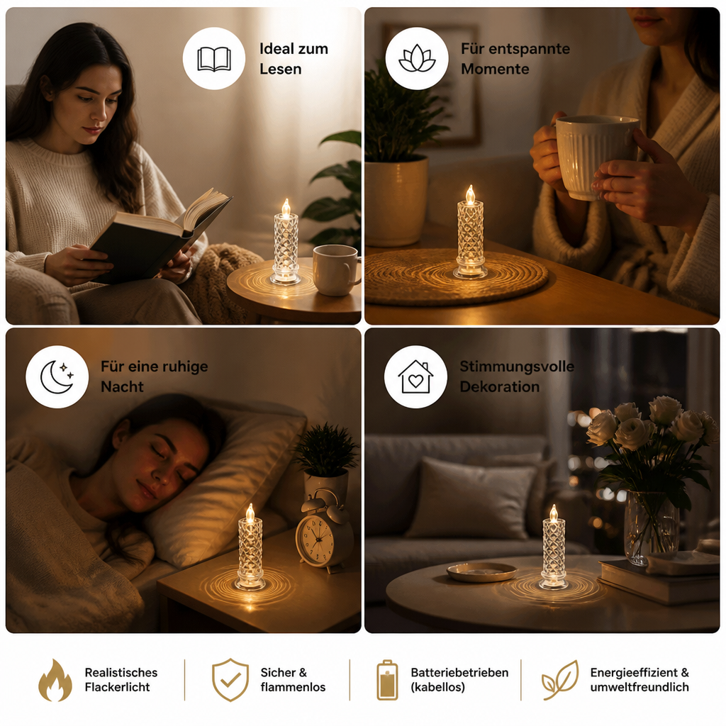 Flammenlose LED-Kerzenlampe – Gemütliches & dekoratives Tischlicht