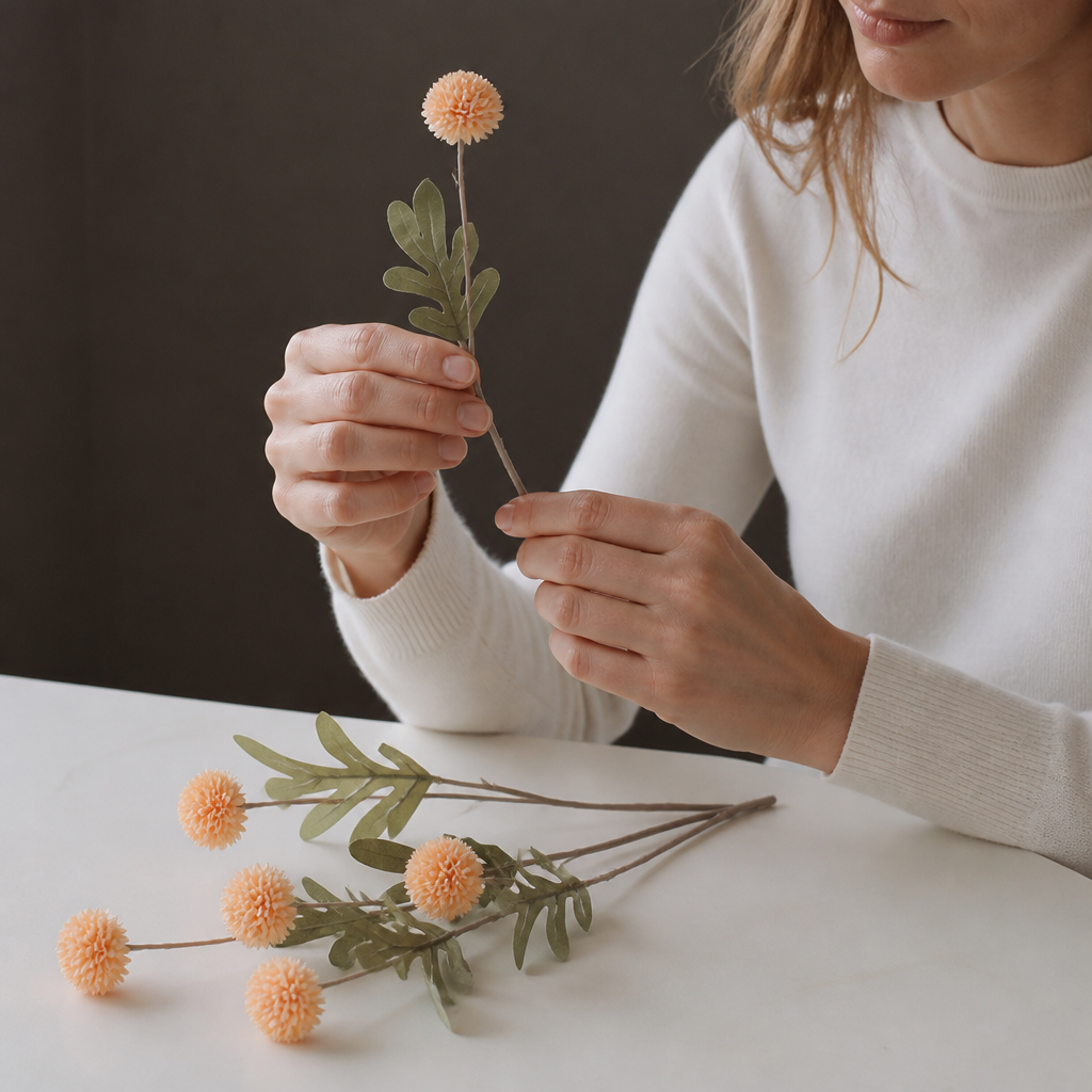 Künstliches Blumenarrangement mit Chrysanthemen & Eukalyptus