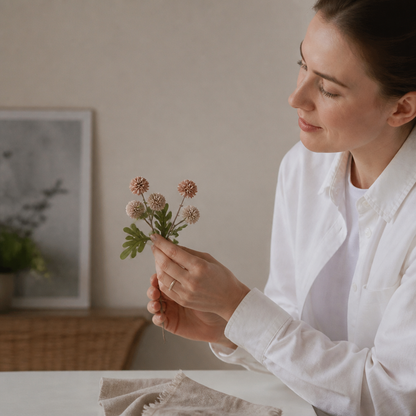 Künstliches Blumenarrangement mit Chrysanthemen & Eukalyptus