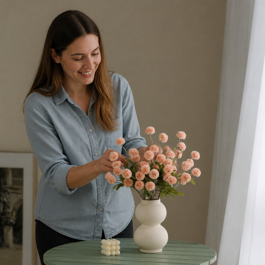Künstliches Blumenarrangement mit Chrysanthemen & Eukalyptus