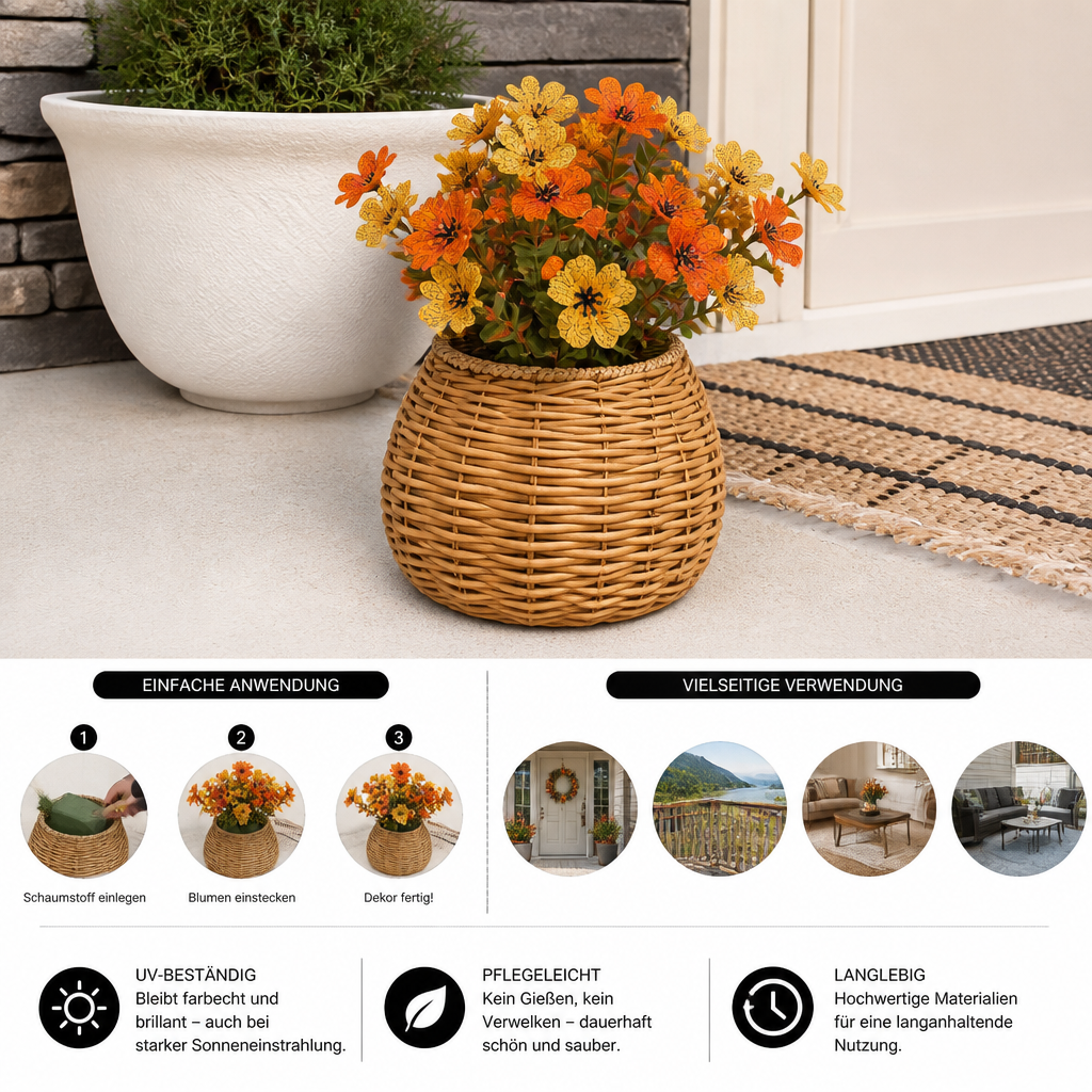 UV-beständiges künstliches Herbstblumenstrauß-Set
