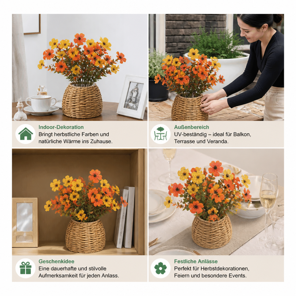 UV-beständiges künstliches Herbstblumenstrauß-Set