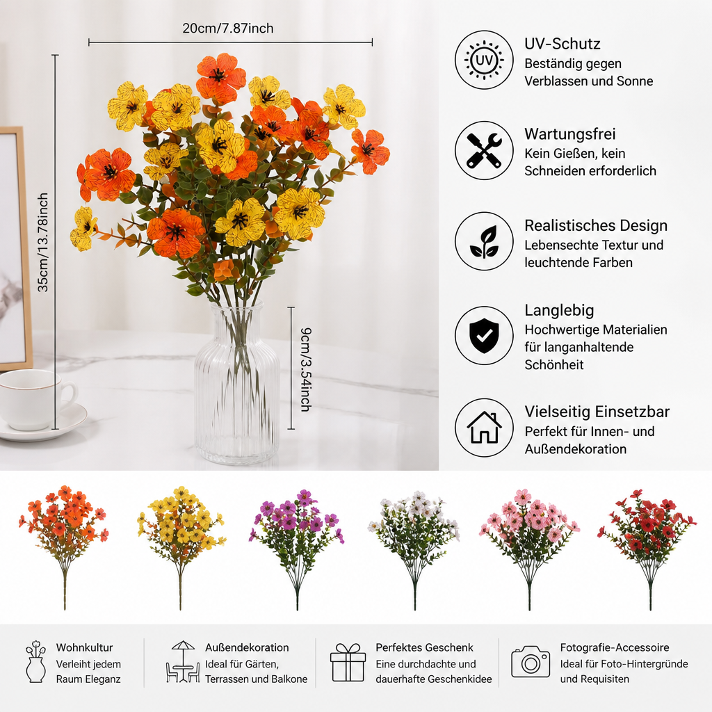 UV-beständiges künstliches Herbstblumenstrauß-Set