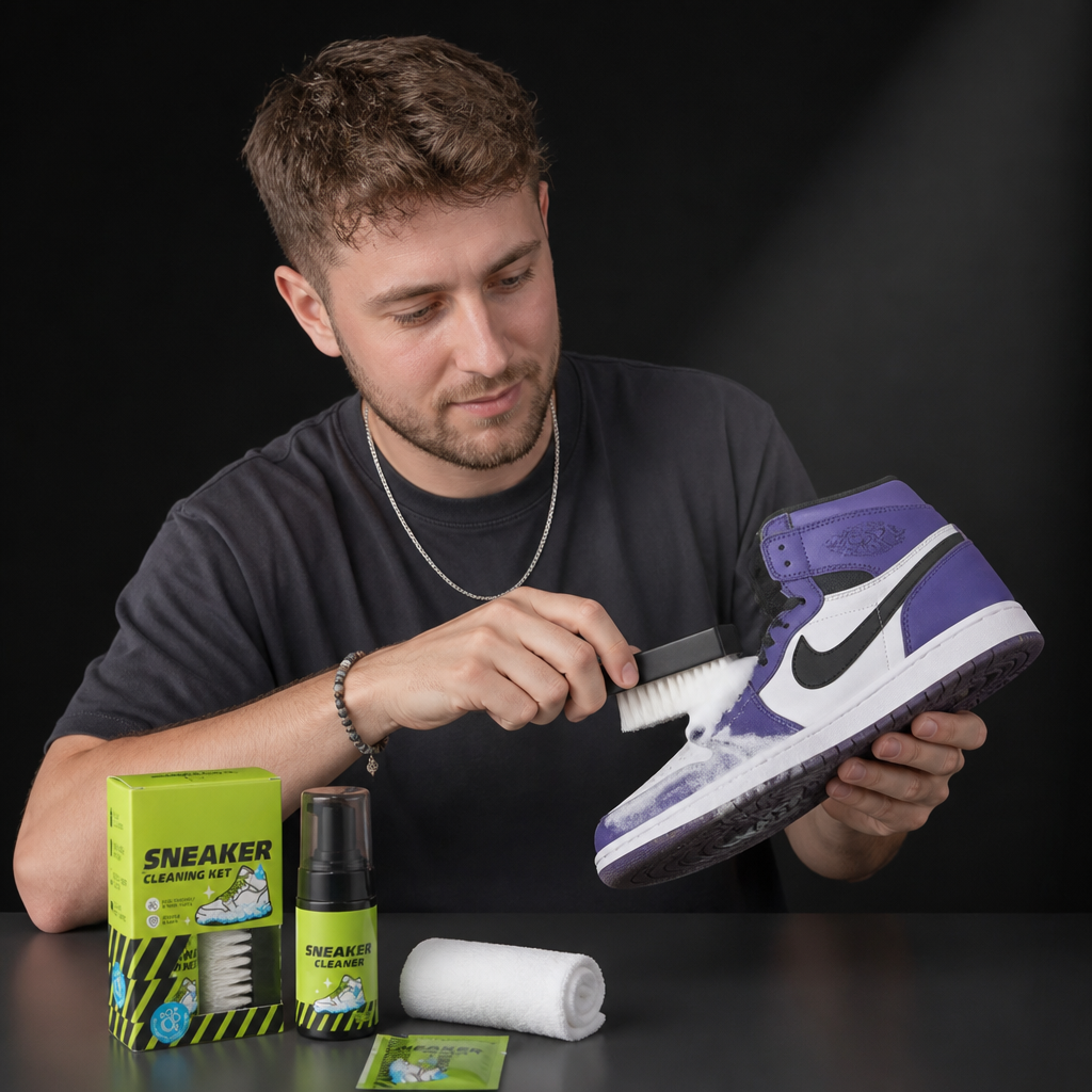All-in-One Schuhreinigungs- & Pflegeset mit Bürsten, Trockenreiniger & Fleckenentfernungstüchern