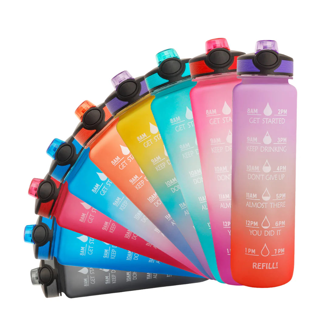 Motivations-Wasserflasche mit Zeitangaben