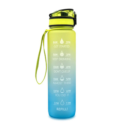 Motivations-Wasserflasche mit Zeitangaben