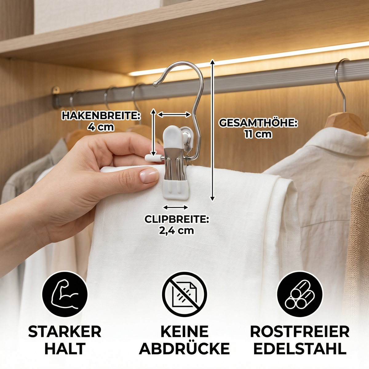 Multifunktionale Kleiderhaken für Hosen – platzsparender Kleiderclip